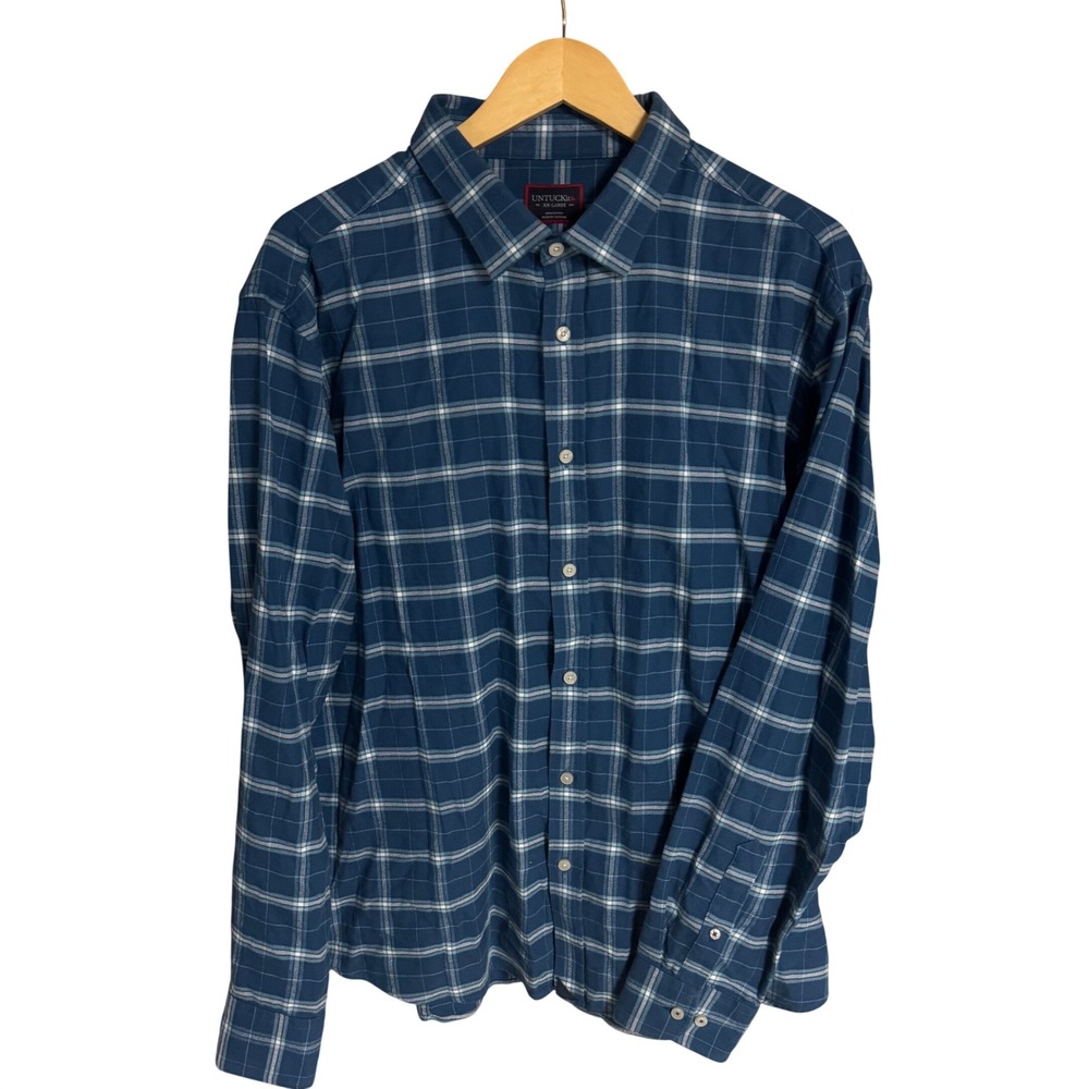 UNTUCKit Callahan Mens Flannel Shirt XX-Large Blue Plaid Long‎ Sleeve